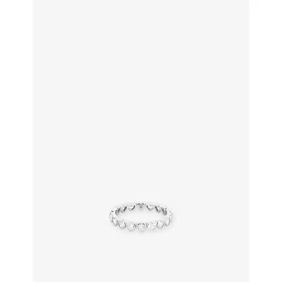 Astrid & Miyu Womens  Bezel Heart Eternity Rhodium-plated Sterling-silver And Cubic Zirconia Ring