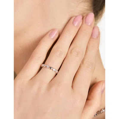 Astrid & Miyu Womens  Bezel Heart Eternity Rhodium-plated Sterling-silver And Cubic Zirconia Ring