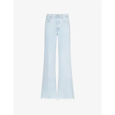Frame The Lax Frayed High Waist Flare Jeans In Wisp Raw Fray