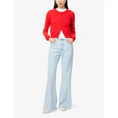 Frame The Lax Frayed High Waist Flare Jeans In Wisp Raw Fray