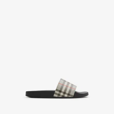 Burberry Check Slide Flat Open Toe Slippers