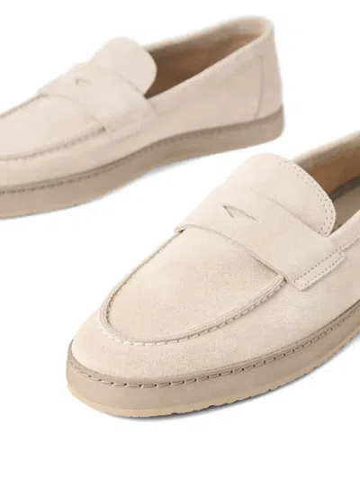 Brunello Cucinelli Loafers With Round Toe And Suede Finish In Neutral