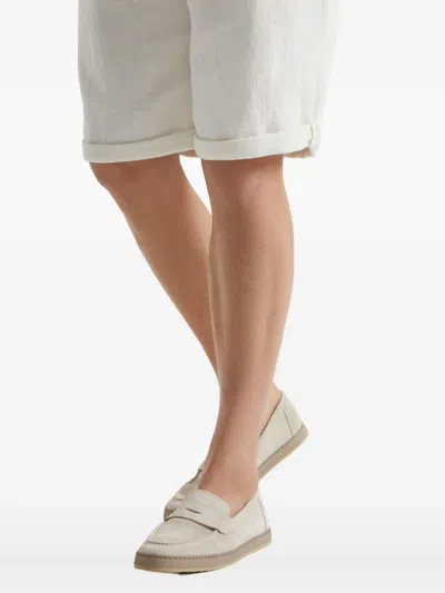 Brunello Cucinelli Loafers With Round Toe And Suede Finish In Neutral