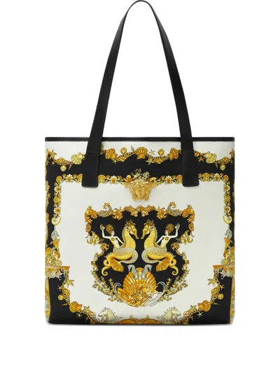 Versace Coral Theatre La Medusa Canvas Tote Bag In Animal Print