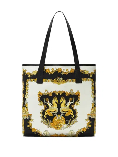 Versace Coral Theatre La Medusa Canvas Tote Bag In Animal Print