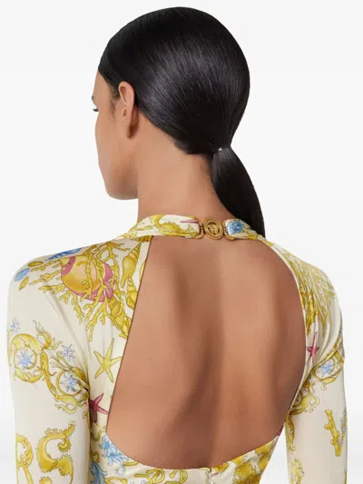 Versace Safety Pin Underwater Barocco Mini Dress In Multi