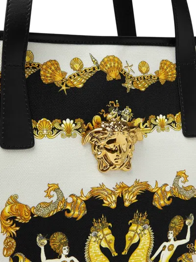 Versace Coral Theatre La Medusa Canvas Tote Bag In Animal Print
