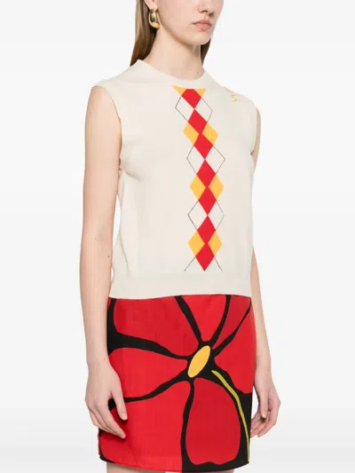 Marni Argyle-pattern Vest In White