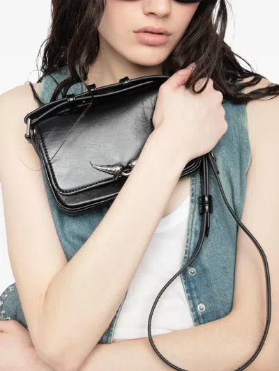 Zadig & Voltaire Womens Le Zazi Vintage Patent-leather Shoulder Bag Black In Black