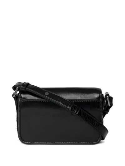 Zadig & Voltaire Womens Le Zazi Vintage Patent-leather Shoulder Bag Black In Black