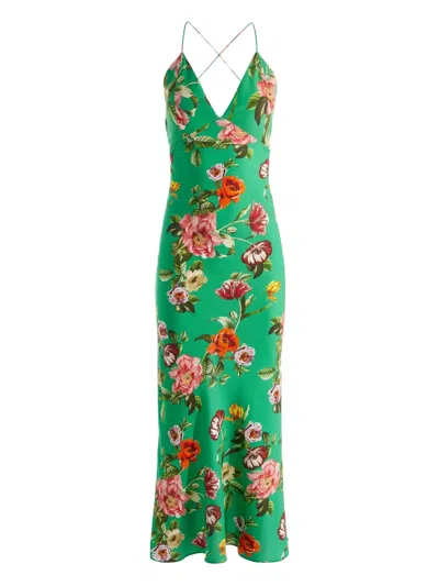 Alice And Olivia Paloma V Nk Cami Maxi Slip Dress Hamptons Floral In Green