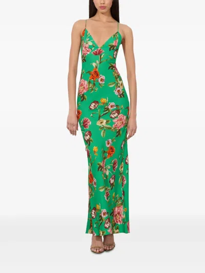 Alice And Olivia Paloma V Nk Cami Maxi Slip Dress Hamptons Floral In Green