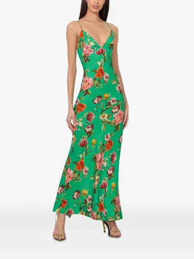 Alice And Olivia Paloma V Nk Cami Maxi Slip Dress Hamptons Floral In Green