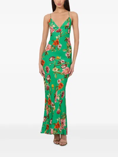 Alice And Olivia Paloma V Nk Cami Maxi Slip Dress Hamptons Floral In Green