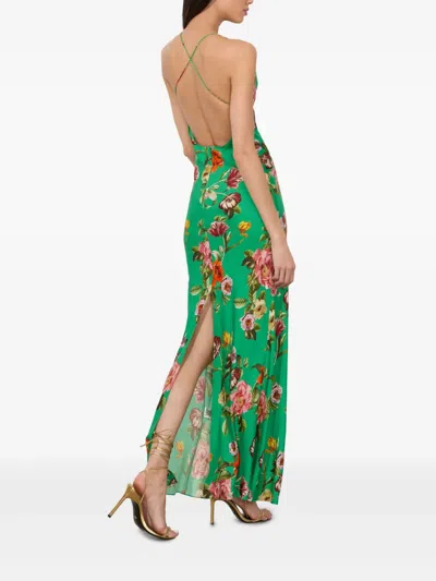 Alice And Olivia Paloma V Nk Cami Maxi Slip Dress Hamptons Floral In Green
