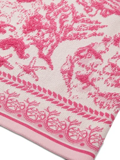 Versace Pink Underwater Barocco A-line Knit Minidress In Red