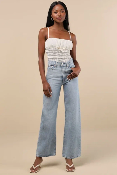 Lulus Malvina Cream Mesh Sheer Lace Cami Top In Black