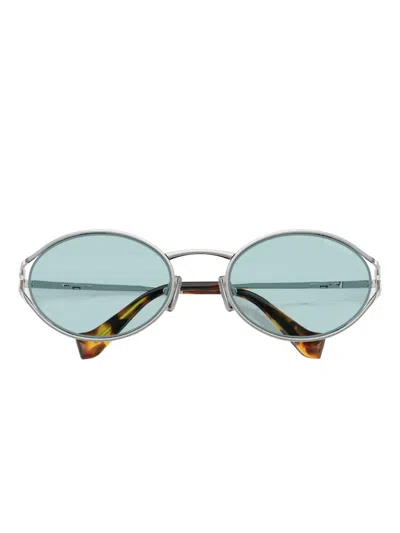Miu Miu Mu 52ys Metal Oval Sunglasses In Silver
