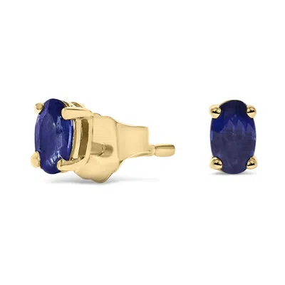 Haus Of Brilliance Colorful Gemstones 14k 0.74 Ct. Tw. Sapphire Stud Earrings In Blue