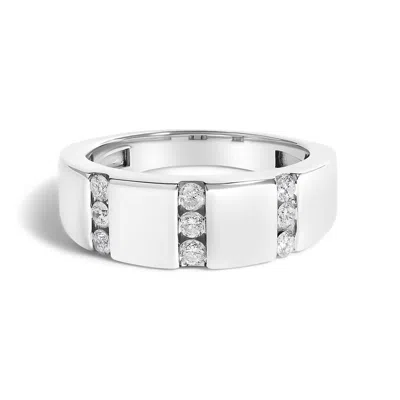 Haus Of Brilliance Men's .925 Sterling Silver 1/2 Cttw Diamond Triple Three Stone Row Band Ring In White
