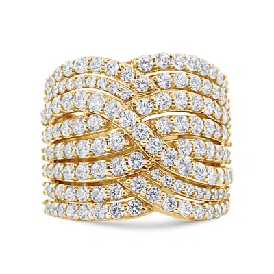 Haus Of Brilliance 10k Yellow Gold 3.0 Cttw Diamond Eight-row Bypass Crossover Statement Band Ring-