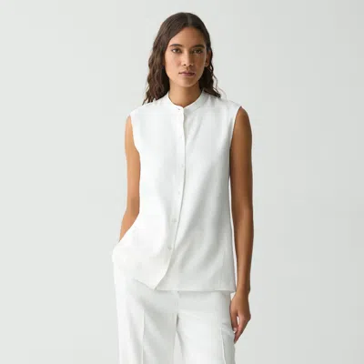 Theory Sleeveless Asymmetrical Shirt In Linen-viscose