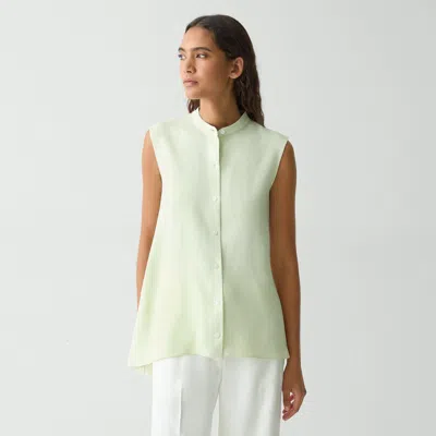 Theory Sleeveless Asymmetrical Shirt In Linen-viscose
