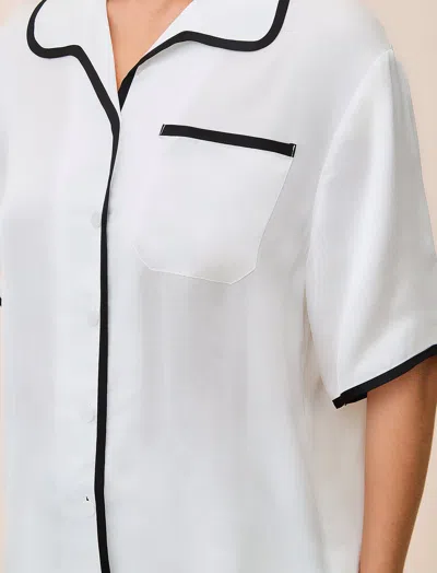 Papinelle Annabelle Piped Satin Pajamas In White