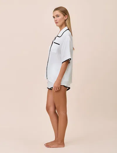 Papinelle Annabelle Piped Satin Pajamas In White
