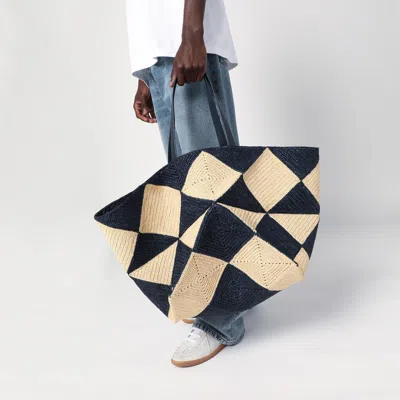 Loewe Puzzle Fold Diamond Xxl Tote In Raffia