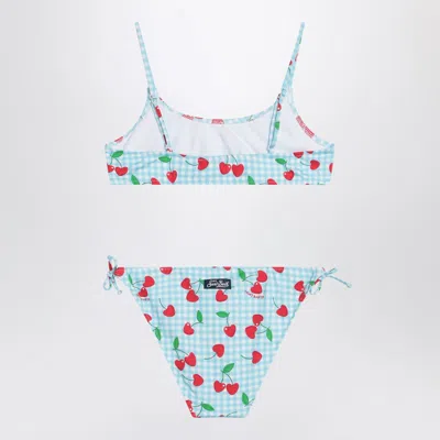 Mc2 Saint Barth Bralette Bikini With Vichy And Cherries Pattern