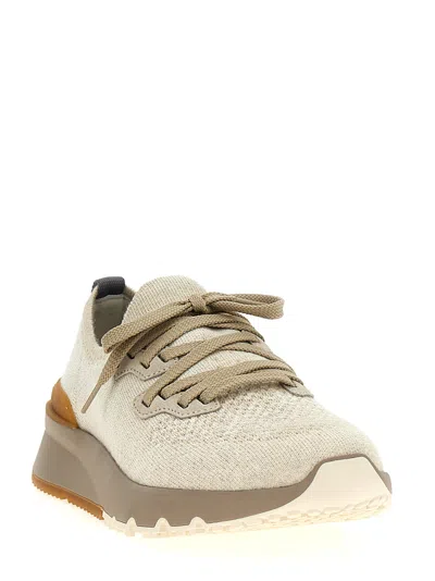 Brunello Cucinelli Knitted Sneakers Beige