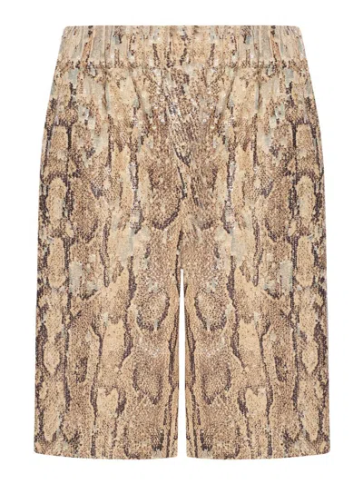 Dries Van Noten Animal Print Sequin Embellished Knee-length Shorts