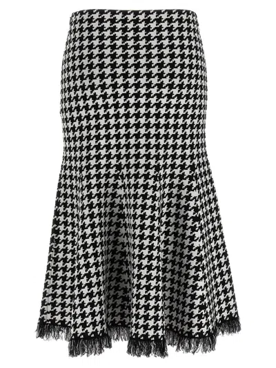 Alexander Mcqueen Black And White Midi Skirt