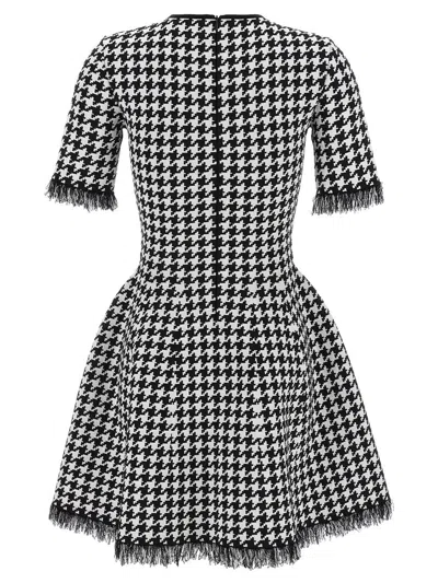 Alexander Mcqueen Fringe Trim Houndstooth Round Neckline Short Sleeves