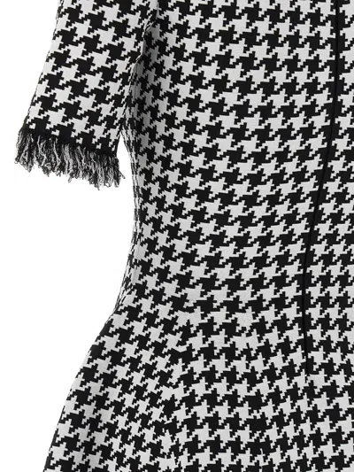 Alexander Mcqueen Fringe Trim Houndstooth Round Neckline Short Sleeves