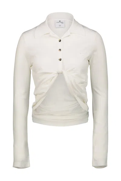 Courrèges Collared Neck Knotted Front Long Sleeves