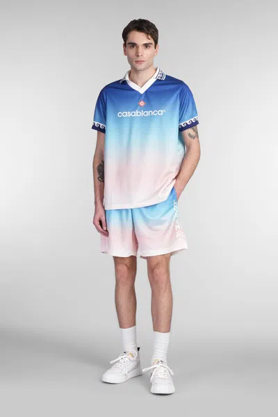 Casablanca Gradient Monogram Shorts With Elasticized Waistband In Blue