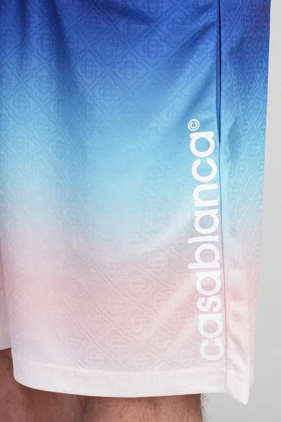 Casablanca Gradient Monogram Shorts With Elasticized Waistband In Blue