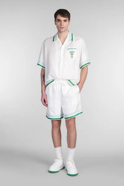 Casablanca Le Jeu Colore Silk Shorts In White
