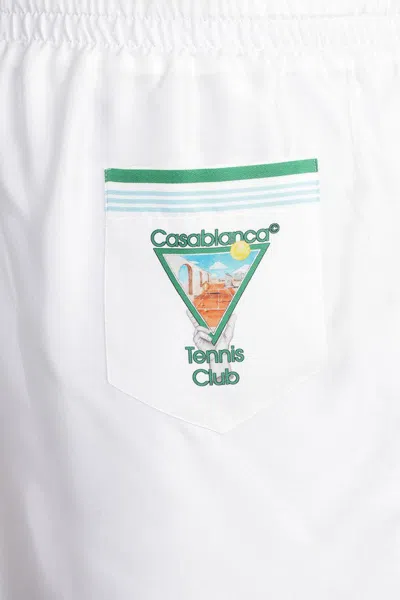 Casablanca Le Jeu Colore Silk Shorts In White