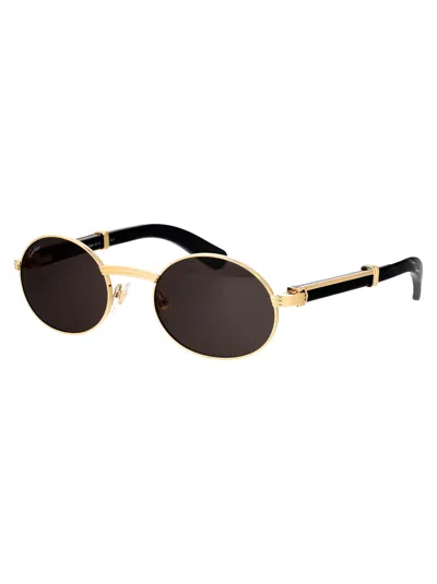 Cartier Gold Black Grey Titanium Sunglasses