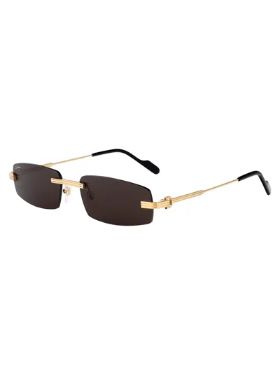 Cartier Gold-gold-grey Metal Sunglasses