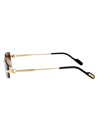 Cartier Gold-gold-grey Metal Sunglasses