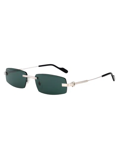 Cartier Silver-silver-green Metal Sunglasses