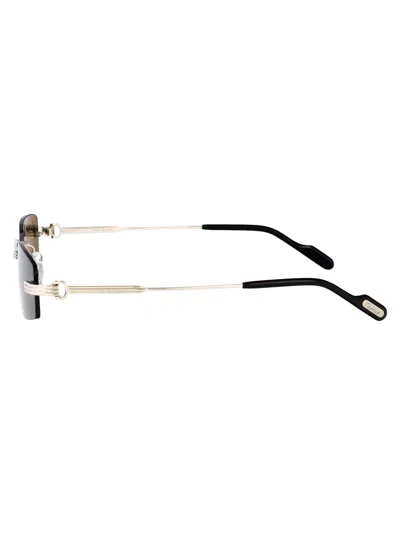 Cartier Silver-silver-green Metal Sunglasses