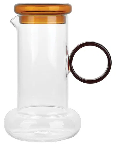 Jay Imports Large Amber Ring Pitcher Drinking Set