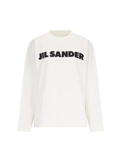 Jil Sander Cropped Long-sleeved Top With Minimalist Design And Logo