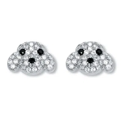 Palm Beach Jewelry Round Black And White Crystal Silvertone Dog Earrings