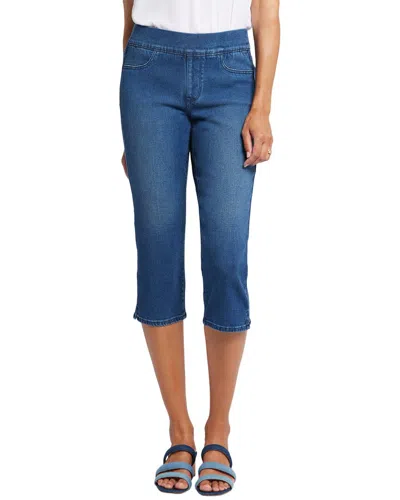 Nydj Dakota Side Slit Pull-on Capri Jeans In Blue